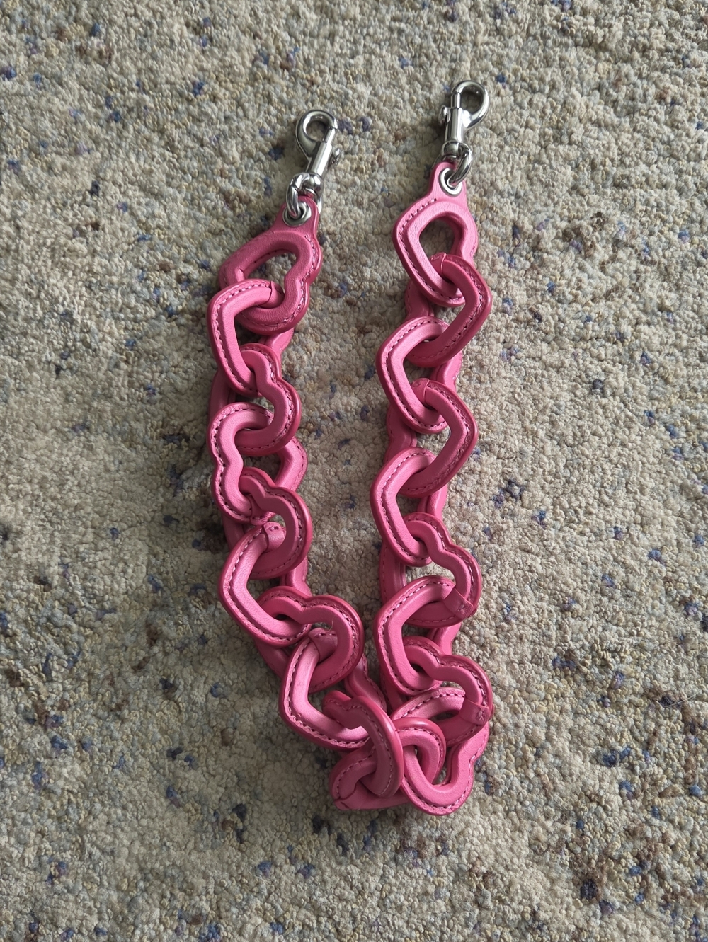 Coach Leather Covered Short Chain Strap Petunia Pink Heart